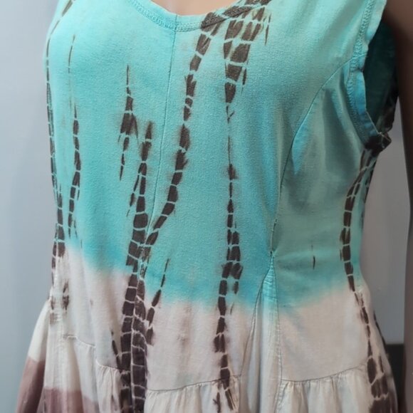 Today's Designer Tie Dye Midi Dress Sleeveless Beach Long Lagenlook Summer - Picture 7 of 16